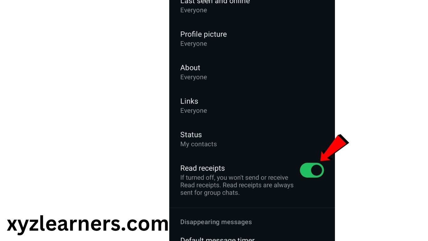 Turning of read receipts on android in whatsapp