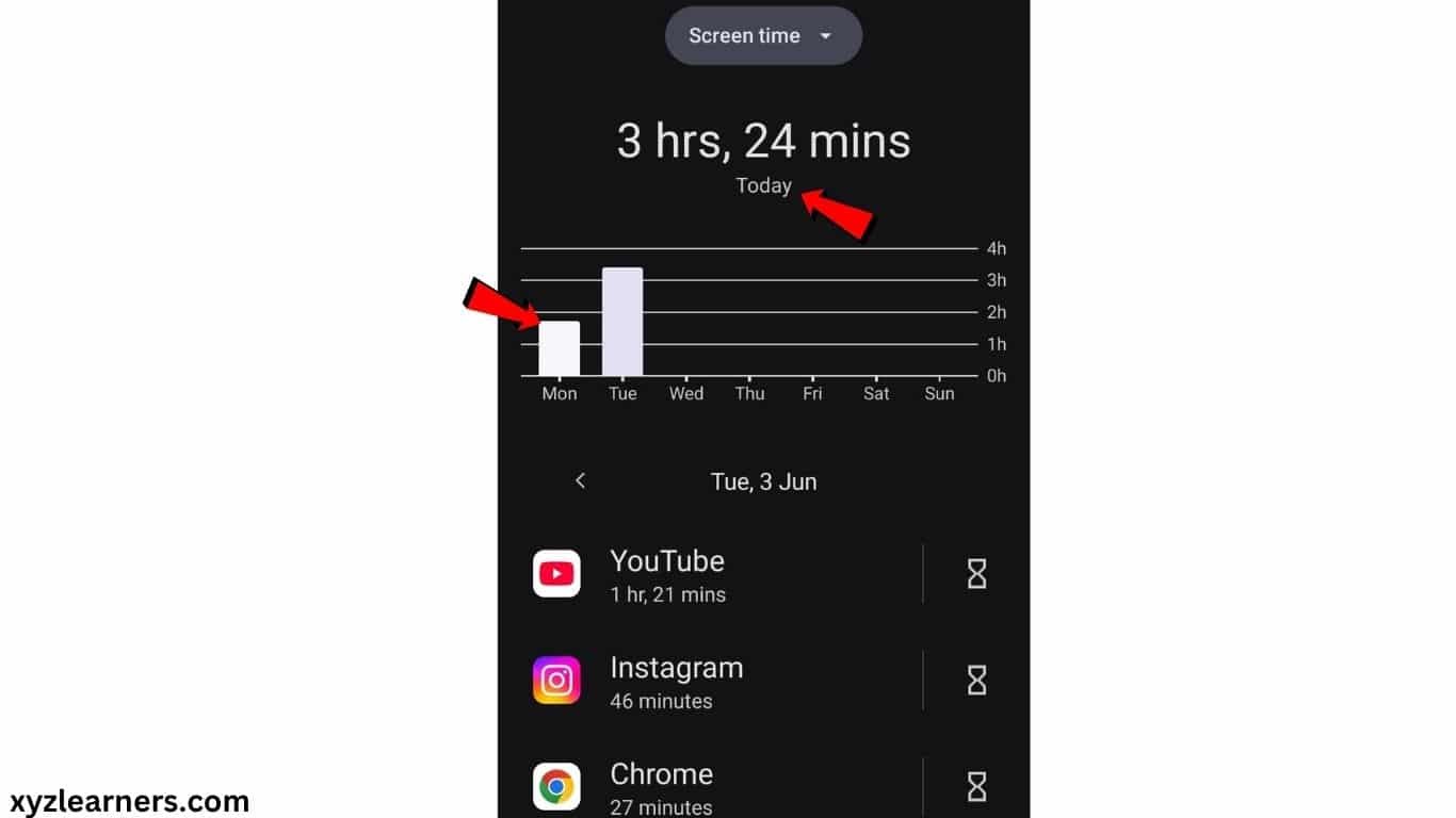 Checking screen time on android