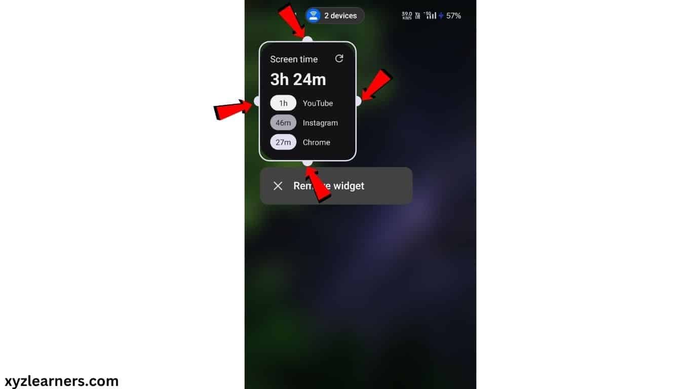 Screen time on home screen in android