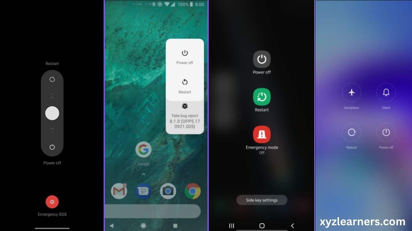 Android Phone Power menu to reboot