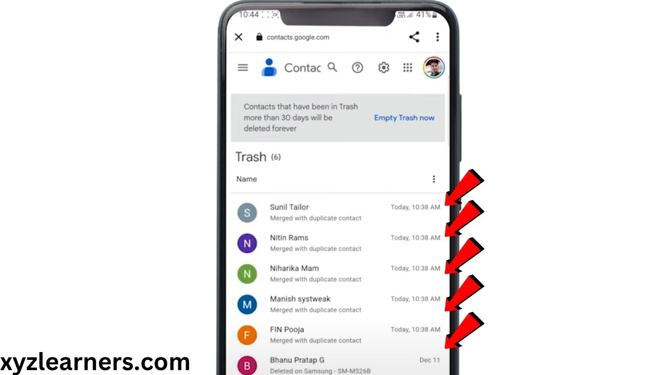 How restore old contacts on android
