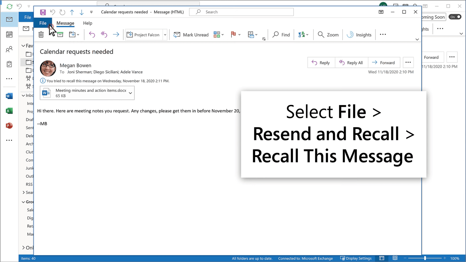 Unsend Outlook Email