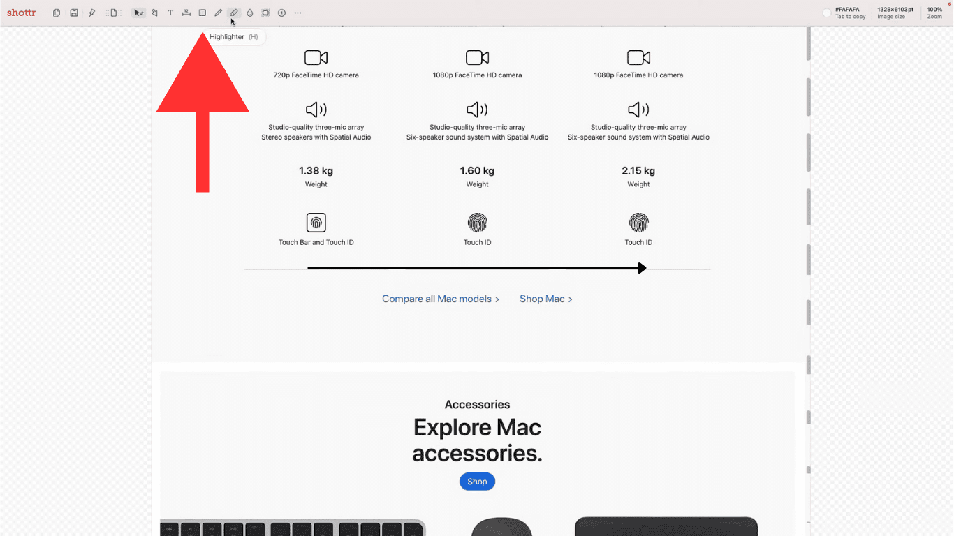 scrolling screenshot on MacBook